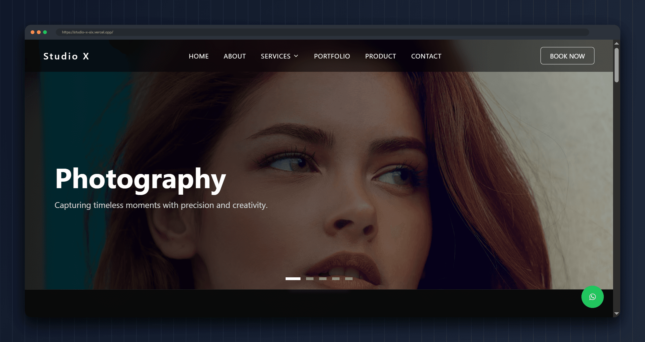 Studio X photography portfolio homepage